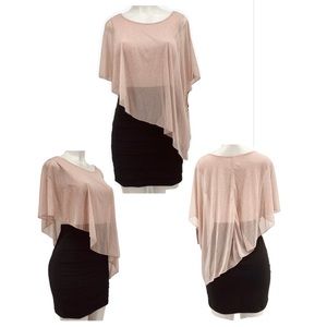 Enfocus Pink/ Black dress with sheer overlay